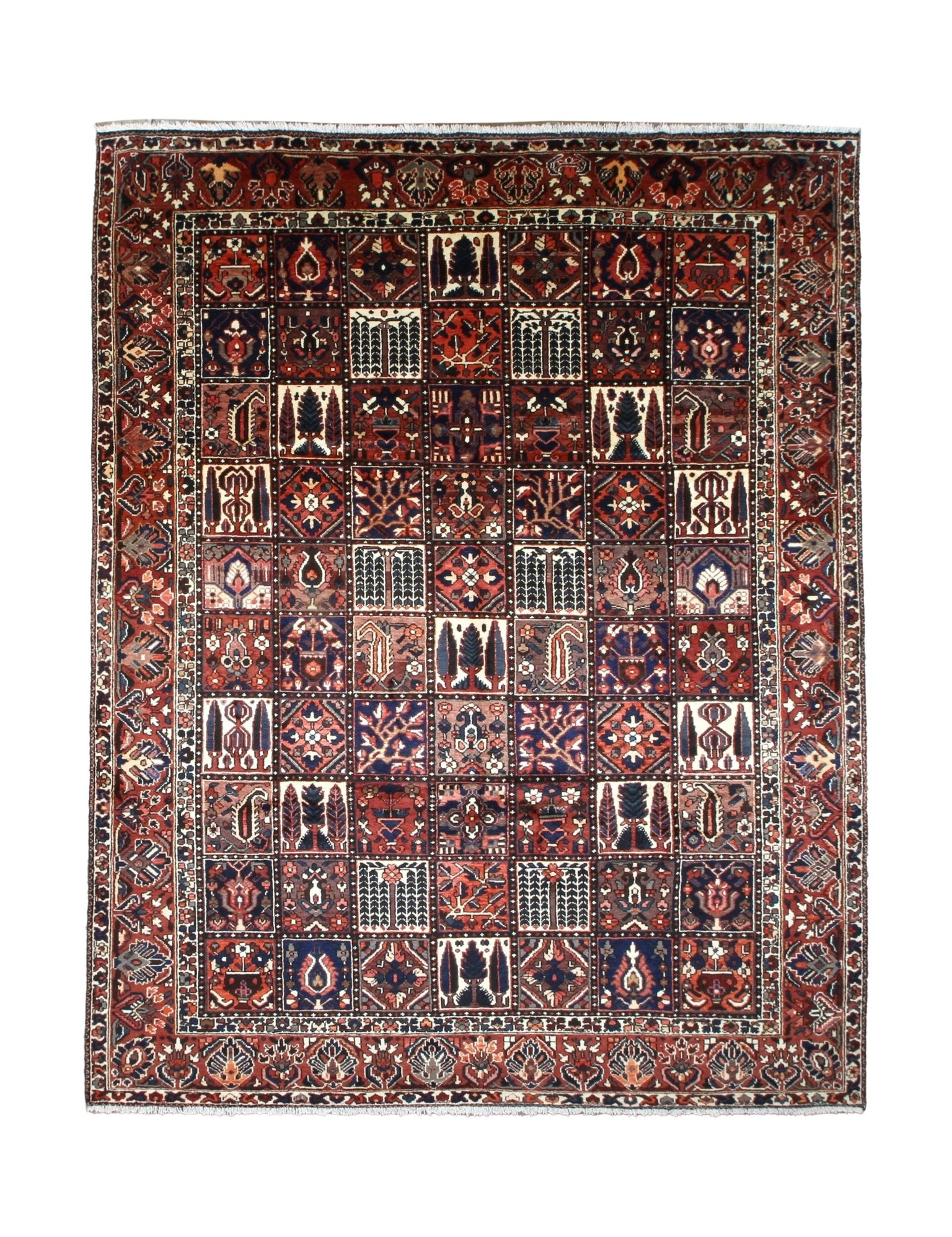 Bakhtiari Rug — Garden Panels in Rust & Indigo | 9'9" × 12'2" - Rug the Rock - availableBakhtiariHand-knotted