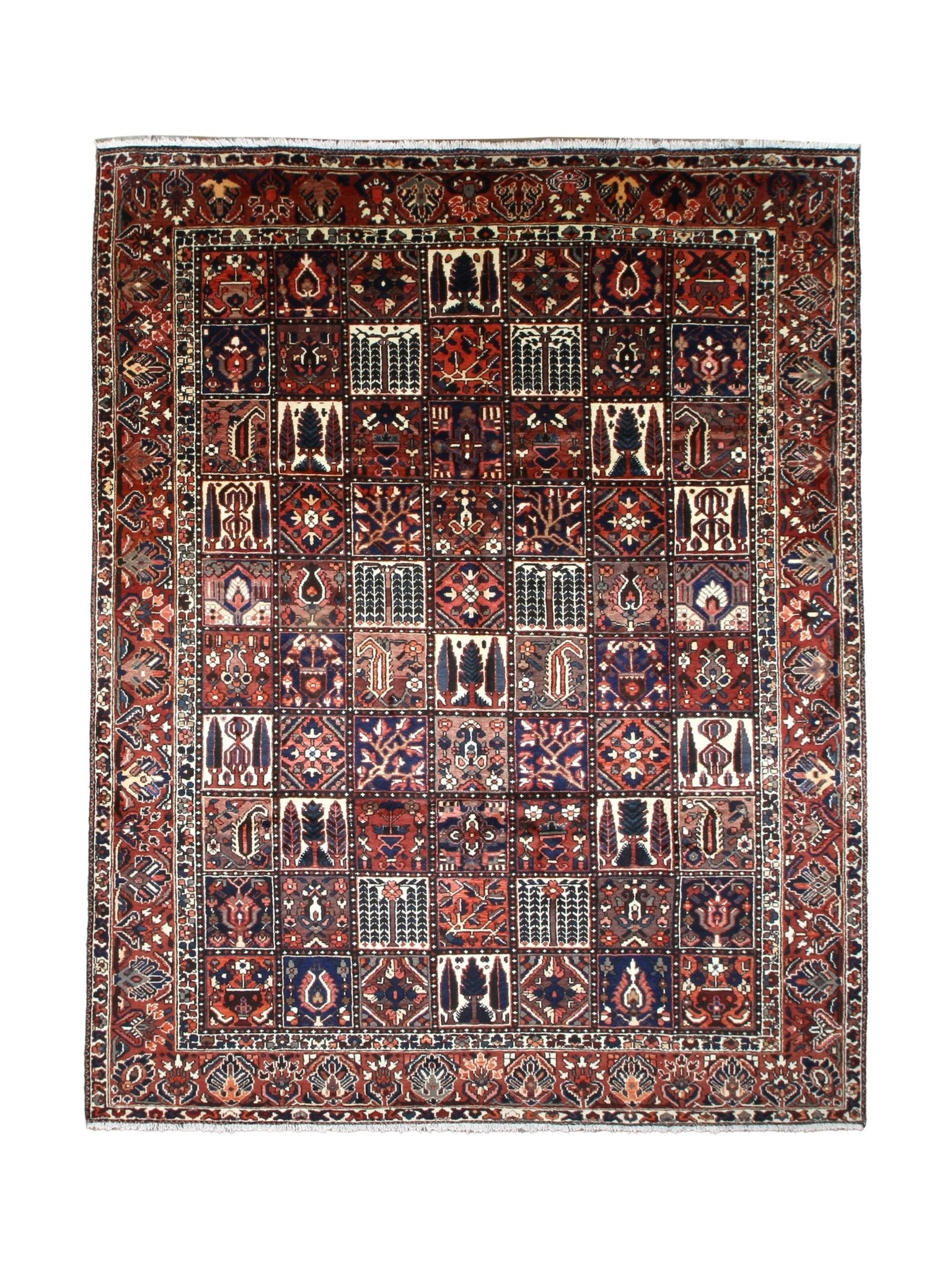 Bakhtiari Rug — Garden Panels in Rust & Indigo | 9'9" × 12'2" - Rug the Rock - availableBakhtiariHand-knotted