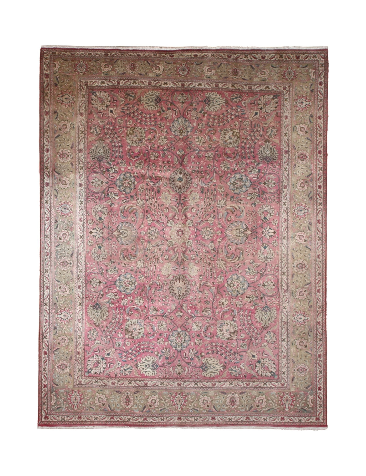 Tabriz Rug — Dusty Rose Florals | 9'10" × 12'9" - Rug the Rock - availableFloralHand-knotted