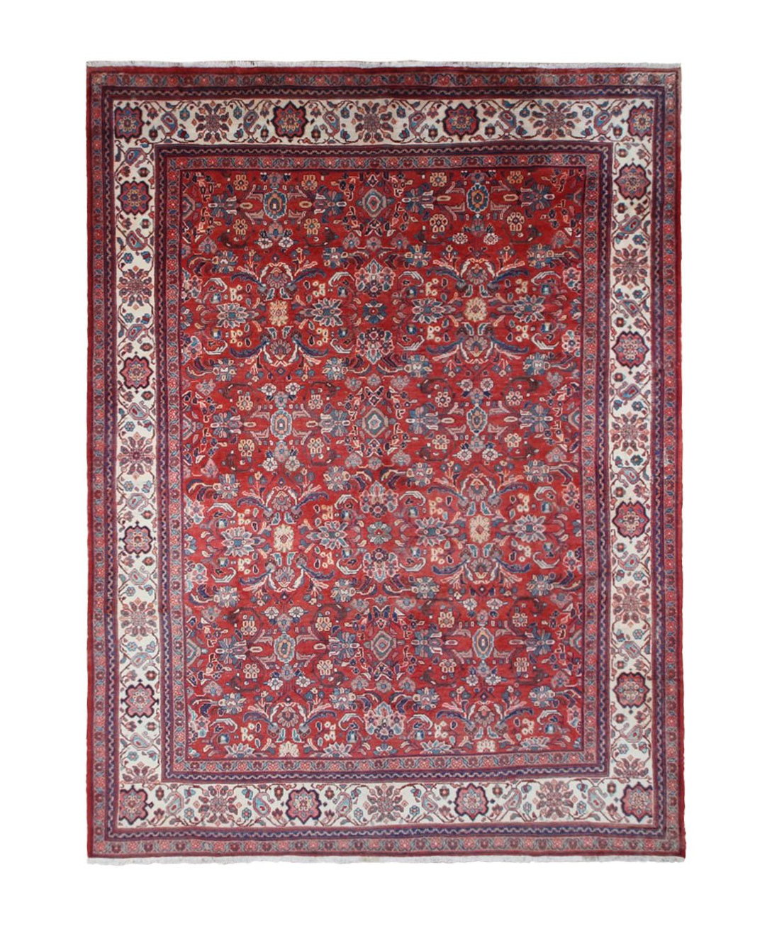 Mahal Rug — Ruby Red & Ivory | 9'7" × 13'3" - Rug the Rock - availableFloralHand-knotted