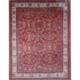Mahal Rug — Ruby Red & Ivory | 9'7" × 13'3" - Rug the Rock - availableFloralHand-knotted