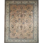 Tabriz Rug — Peach & Slate Blue | 9'11" × 12'10" - Rug the Rock - availableFloralHand-knotted