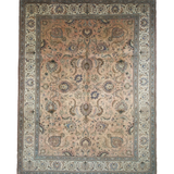 Tabriz Rug — Peach & Slate Blue | 9'11" × 12'10" - Rug the Rock - availableFloralHand-knotted