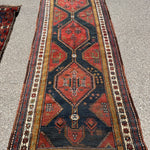 Antique Hashtroud Runner — Üç Göl (Three Pools) in Copper & Indigo. Additional original photograph showing the rug's surface, design and weave. SKU 1111.