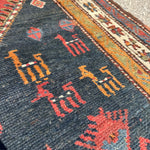Antique Hashtroud Runner — Üç Göl (Three Pools) in Copper & Indigo. Additional original photograph showing the rug's surface, design and weave. SKU 1111.