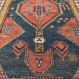 Antique Hashtroud Runner — Üç Göl (Three Pools) in Copper & Indigo. Additional original photograph showing the rug's surface, design and weave. SKU 1111.
