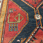 Antique Hashtroud Runner — Üç Göl (Three Pools) in Copper & Indigo. Additional original photograph showing the rug's surface, design and weave. SKU 1111.
