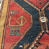 Antique Hashtroud Runner — Üç Göl (Three Pools) in Copper & Indigo. Additional original photograph showing the rug's surface, design and weave. SKU 1111.