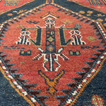 Antique Hashtroud Runner — Üç Göl (Three Pools) in Copper & Indigo. Additional original photograph showing the rug's surface, design and weave. SKU 1111.