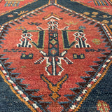 Antique Hashtroud Runner — Üç Göl (Three Pools) in Copper & Indigo. Additional original photograph showing the rug's surface, design and weave. SKU 1111.