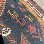 Antique Hashtroud Runner — Üç Göl (Three Pools) in Copper & Indigo. Additional original photograph showing the rug's surface, design and weave. SKU 1111.
