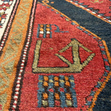 Antique Hashtroud Runner — Üç Göl (Three Pools) in Copper & Indigo. Additional original photograph showing the rug's surface, design and weave. SKU 1111.