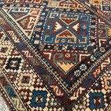 Antique Shahsavan Runner — Indigo & Saffron Tribal Geometry. Additional original photograph showing the rug's surface, design and weave. SKU 12407022.