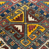 Antique Shahsavan Runner — Indigo & Saffron Tribal Geometry. Additional original photograph showing the rug's surface, design and weave. SKU 12407022.