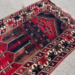 Vintage Turkish Konya Rug — Ruby & Indigo Tree Motifs. Additional original photograph showing the rug's surface, design and weave. SKU 12407025.