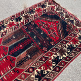 Vintage Turkish Konya Rug — Ruby & Indigo Tree Motifs. Additional original photograph showing the rug's surface, design and weave. SKU 12407025.