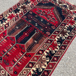 Vintage Turkish Konya Rug — Ruby & Indigo Tree Motifs. Additional original photograph showing the rug's surface, design and weave. SKU 12407025.