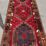 Vintage Turkish Malatya Runner — Ruby & Blue Linked Medallions. Additional original photograph showing the rug's surface, design and weave. SKU 12407026.