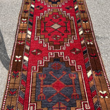 Vintage Turkish Malatya Runner — Ruby & Blue Linked Medallions. Additional original photograph showing the rug's surface, design and weave. SKU 12407026.
