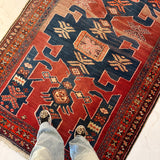 Vintage Arshaq Meshkin Rug — Khonchali in Indigo & Copper. Additional original photograph showing the rug's surface, design and weave. SKU 126060025.