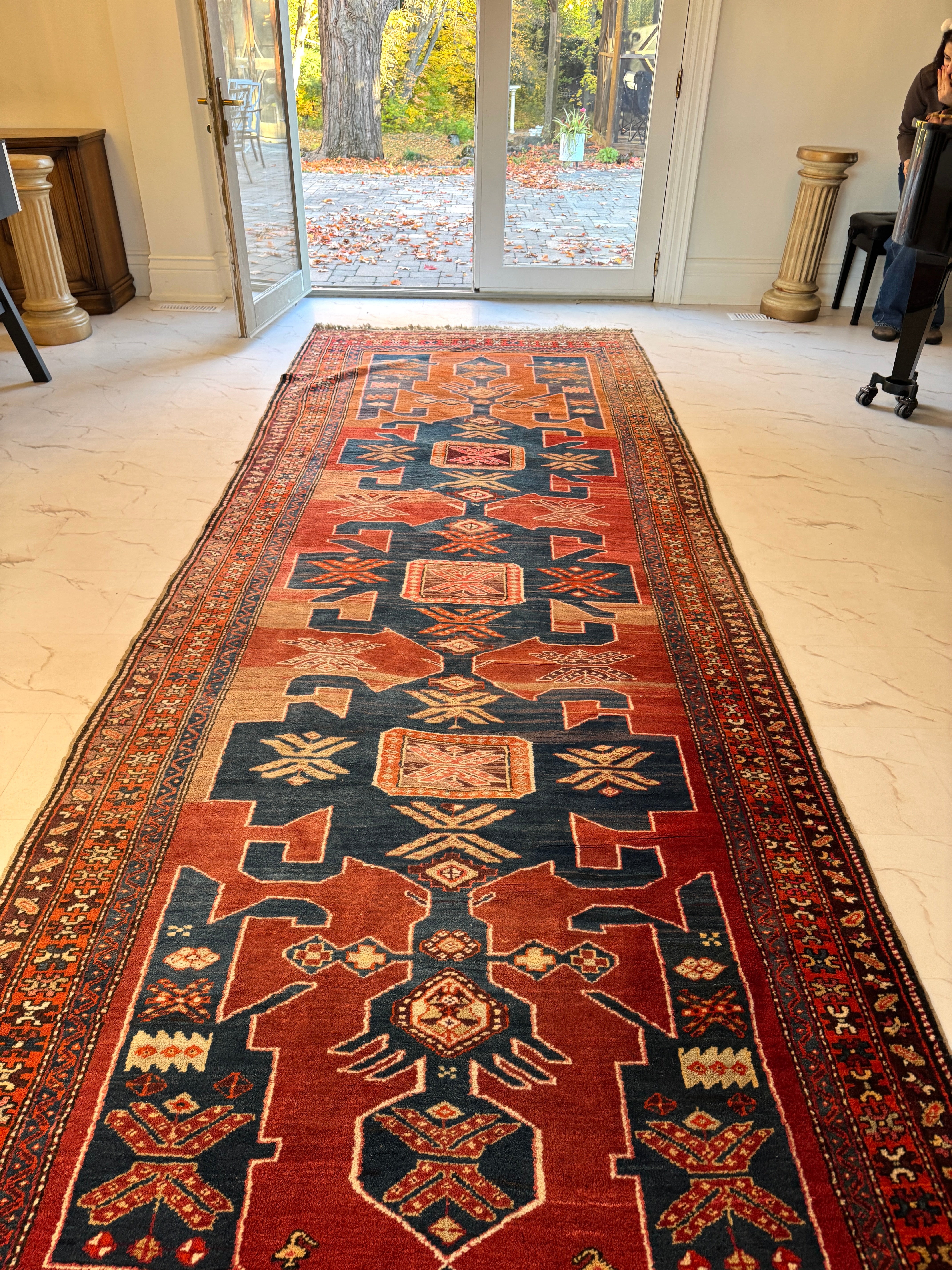 Vintage Arshaq Meshkin Rug — Khonchali in Indigo & Copper. Additional original photograph showing the rug's surface, design and weave. SKU 126060025.