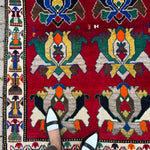 Vintage Qashqai Gabbeh Rug — Shah Abbasi Flowers & Figural Border. Additional original photograph showing the rug's surface, design and weave. SKU 126060035.
