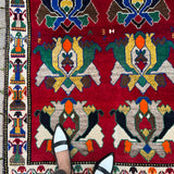 Vintage Qashqai Gabbeh Rug — Shah Abbasi Flowers & Figural Border. Additional original photograph showing the rug's surface, design and weave. SKU 126060035.