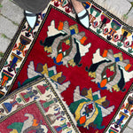 Vintage Qashqai Gabbeh Rug — Shah Abbasi Flowers & Figural Border. Additional original photograph showing the rug's surface, design and weave. SKU 126060035.