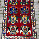 Vintage Qashqai Gabbeh Rug — Shah Abbasi Flowers & Figural Border. Additional original photograph showing the rug's surface, design and weave. SKU 126060035.