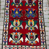 Vintage Qashqai Gabbeh Rug — Shah Abbasi Flowers & Figural Border. Additional original photograph showing the rug's surface, design and weave. SKU 126060035.