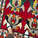 Vintage Qashqai Gabbeh Rug — Shah Abbasi Flowers & Figural Border. Additional original photograph showing the rug's surface, design and weave. SKU 126060035.