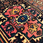 Vintage Kurdish Rug — Indigo & Coral Floral Medallion. Additional original photograph showing the rug's surface, design and weave. SKU 2050X.