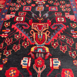 Vintage Nahavand Runner — Scarlet Florals on Midnight Blue. Additional original photograph showing the rug's surface, design and weave. SKU 2121.