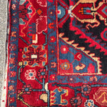 Vintage Nahavand Runner — Scarlet Florals on Midnight Blue. Additional original photograph showing the rug's surface, design and weave. SKU 2121.