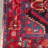 Vintage Nahavand Runner — Scarlet Florals on Midnight Blue. Additional original photograph showing the rug's surface, design and weave. SKU 2121.