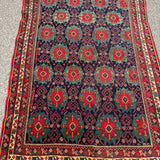Antique Afshar Rug — Jade & Indigo Eight-Petalled Flowers. Additional original photograph showing the rug's surface, design and weave. SKU 2154.