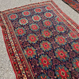 Antique Afshar Rug — Jade & Indigo Eight-Petalled Flowers. Additional original photograph showing the rug's surface, design and weave. SKU 2154.