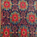 Antique Afshar Rug — Jade & Indigo Eight-Petalled Flowers. Additional original photograph showing the rug's surface, design and weave. SKU 2154.