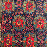 Antique Afshar Rug — Jade & Indigo Eight-Petalled Flowers. Additional original photograph showing the rug's surface, design and weave. SKU 2154.