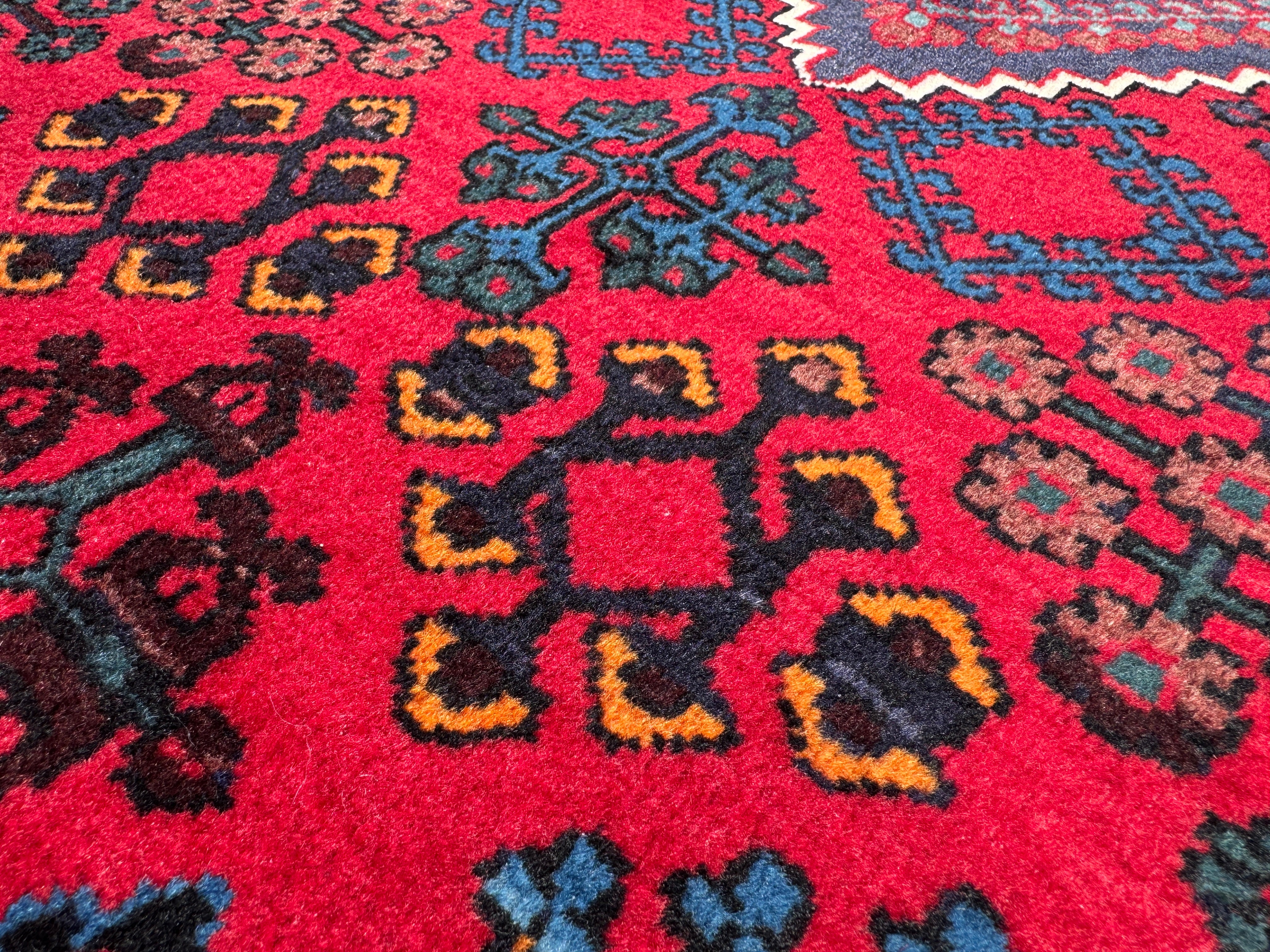 Vintage Joshaqan Rug — Crimson & Indigo Toranj Medallion. Additional original photograph showing the rug's surface, design and weave. SKU 52405040.