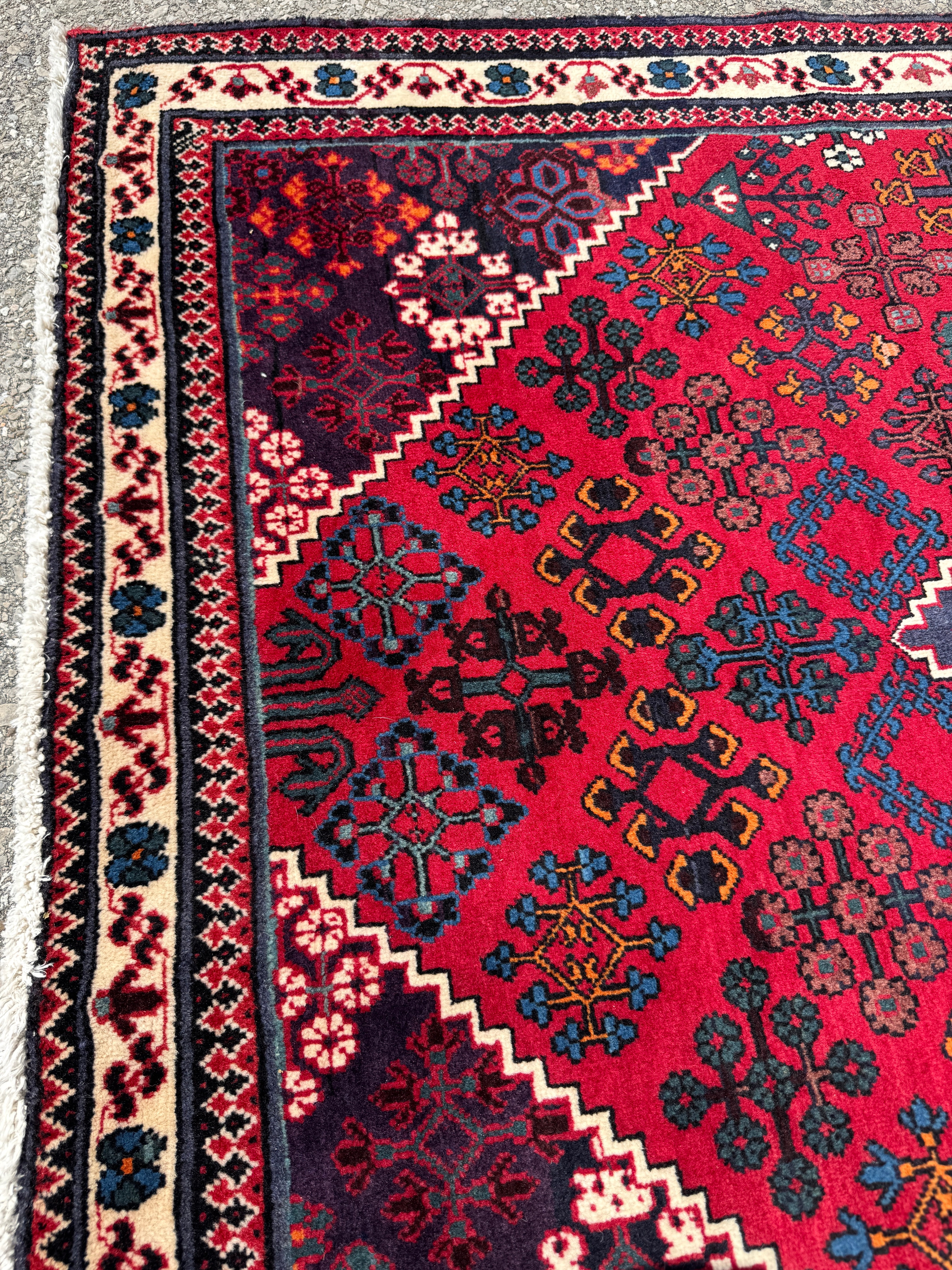 Vintage Joshaqan Rug — Crimson & Indigo Toranj Medallion. Additional original photograph showing the rug's surface, design and weave. SKU 52405040.