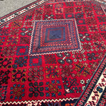 Vintage Joshaqan Rug — Crimson & Indigo Toranj Medallion. Additional original photograph showing the rug's surface, design and weave. SKU 52405040.
