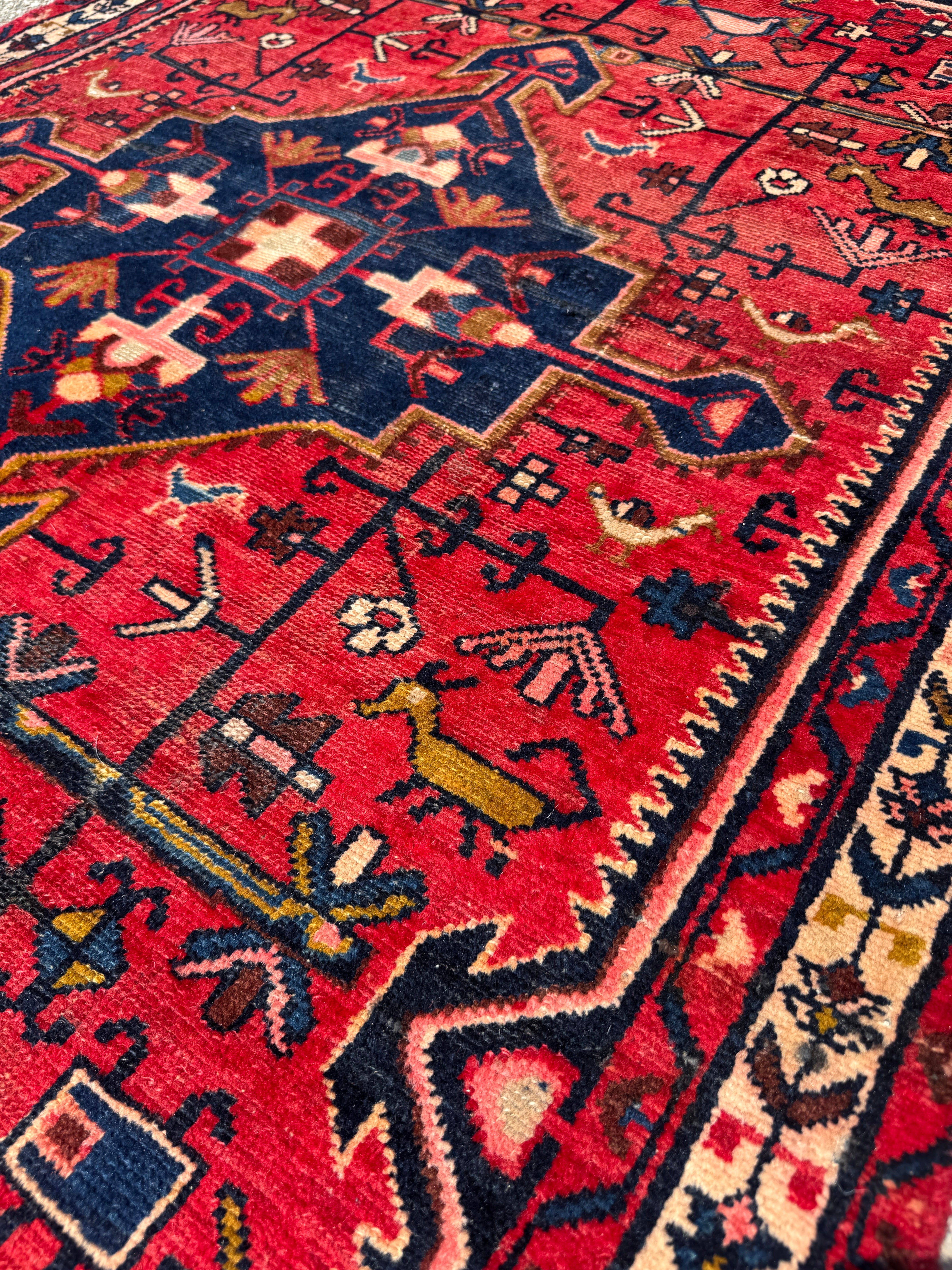 Vintage Tuyserkan Rug — Scarlet & Indigo Star Medallion. Additional original photograph showing the rug's surface, design and weave. SKU 52501024.