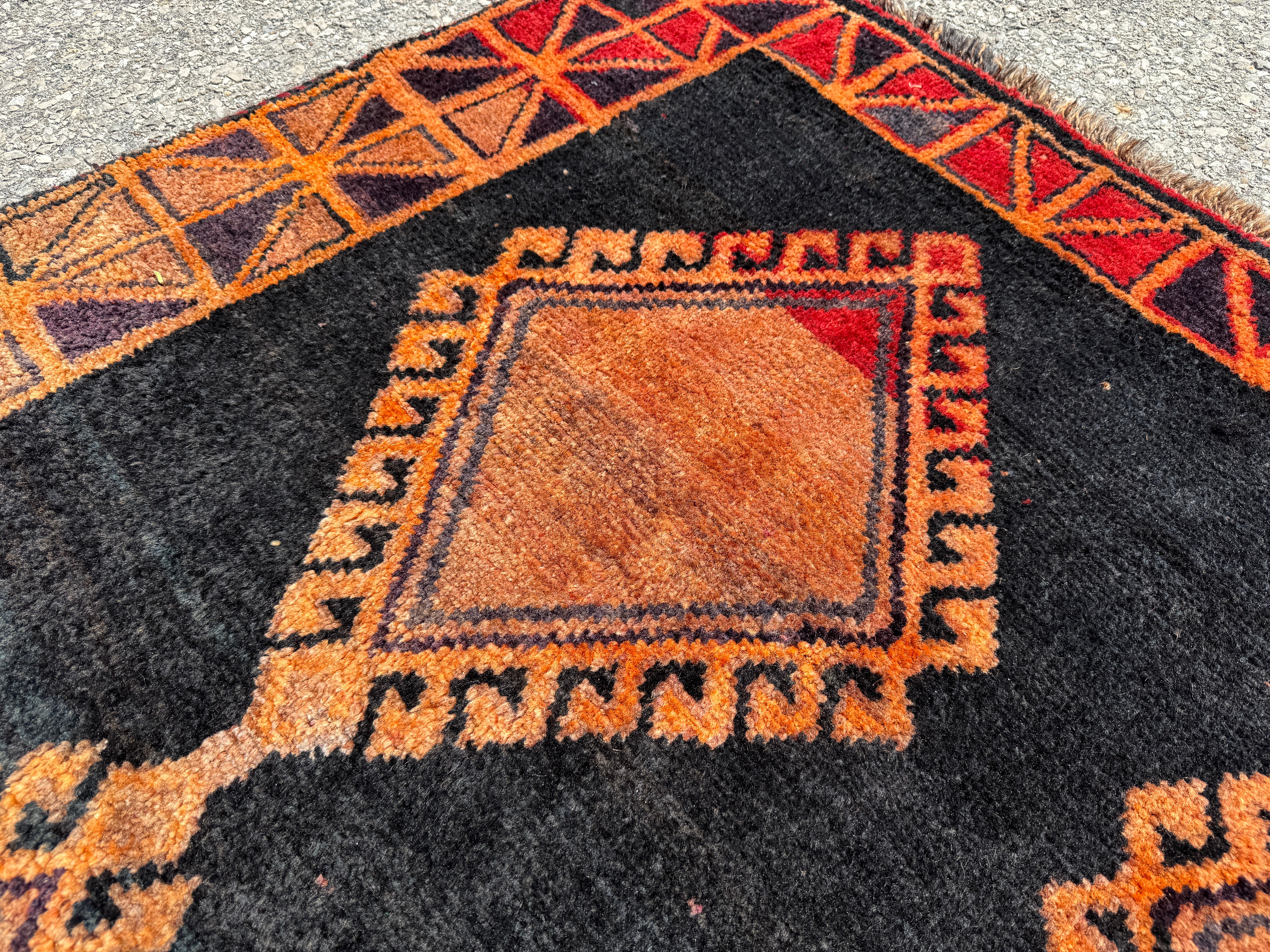 Luri Rug — Copper Diamonds on Charcoal. Additional original photograph showing the rug's surface, design and weave. SKU 52501052.