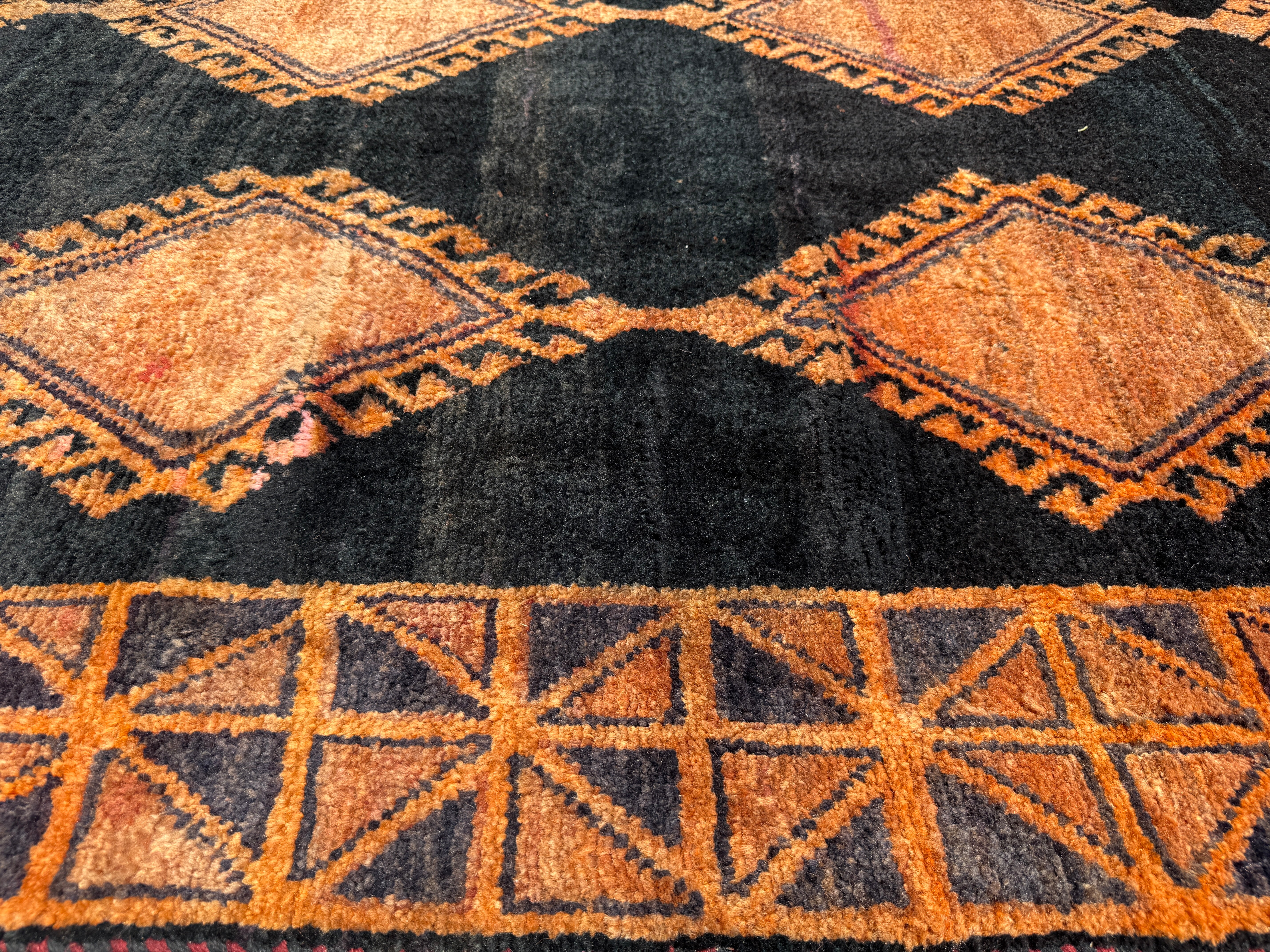 Luri Rug — Copper Diamonds on Charcoal. Additional original photograph showing the rug's surface, design and weave. SKU 52501052.