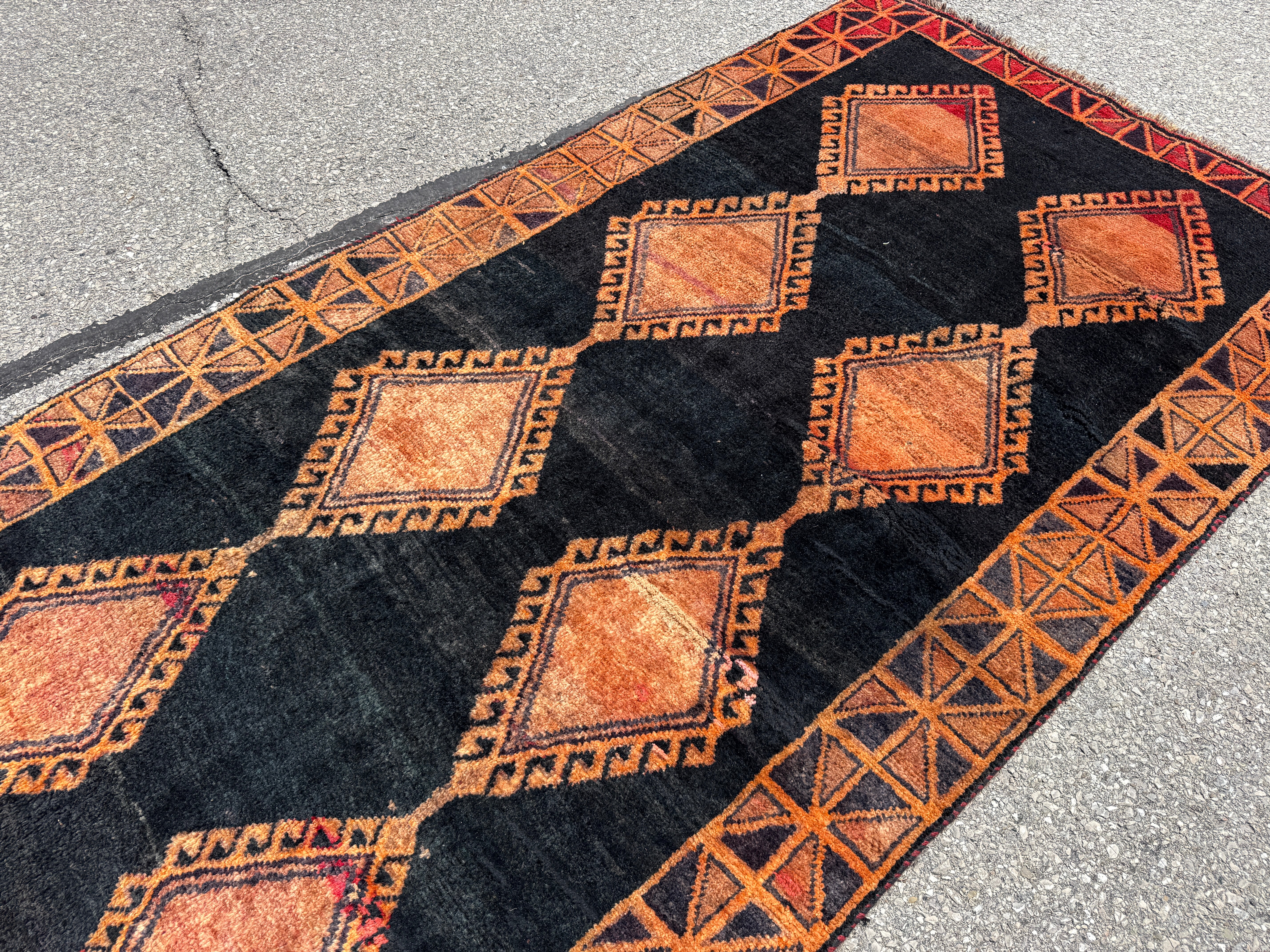 Luri Rug — Copper Diamonds on Charcoal. Additional original photograph showing the rug's surface, design and weave. SKU 52501052.