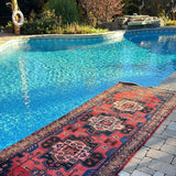 Hamadan Runner — Scarlet & Ivory Star Medallions. Additional original photograph showing the rug's surface, design and weave. SKU 52507096.