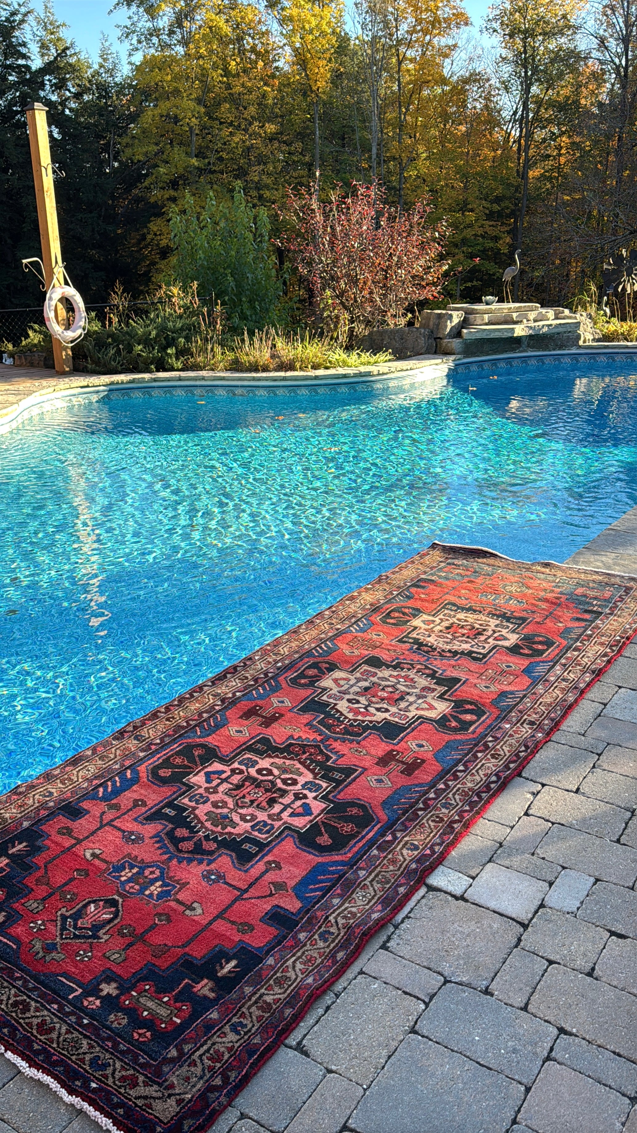 Hamadan Runner — Scarlet & Ivory Star Medallions. Additional original photograph showing the rug's surface, design and weave. SKU 52507096.