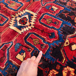 Vintage Nahavand Rug — Burnt Sienna & Indigo Village Motifs. Additional original photograph showing the rug's surface, design and weave. SKU 52507103.