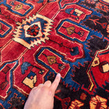 Vintage Nahavand Rug — Burnt Sienna & Indigo Village Motifs. Additional original photograph showing the rug's surface, design and weave. SKU 52507103.